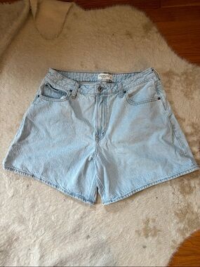 Abercrombie & Fitch Pale Blue Denim High-Waist Shorts